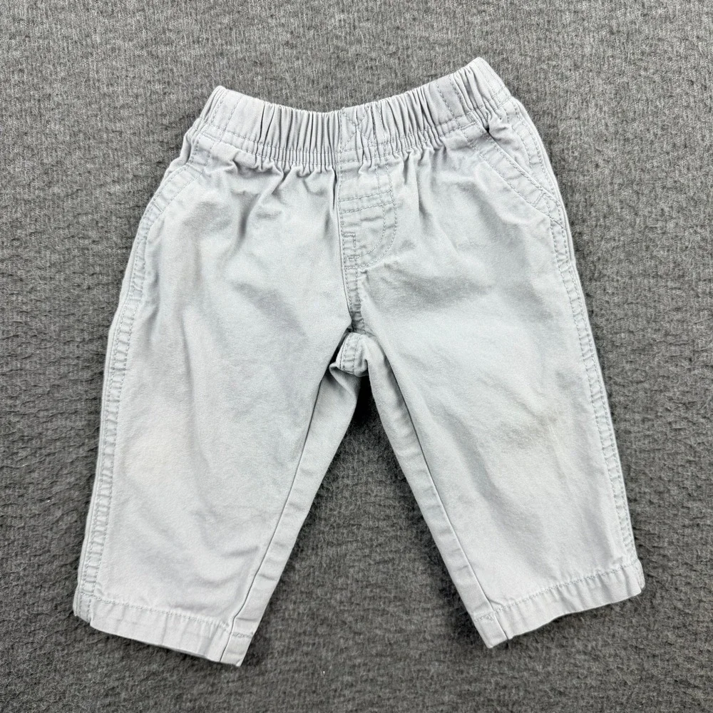 Carters Baby Boys Gray Pull On Cotton Chino‎ Pants Size 6M